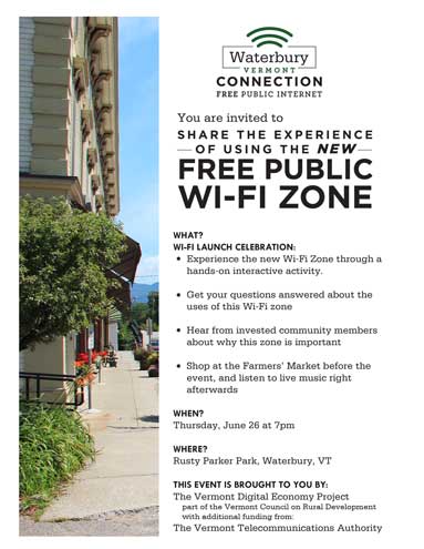 Waterbury VT WiFi Launch Event