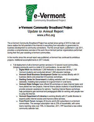 e-Vermont Mid-Year Update - December 2011