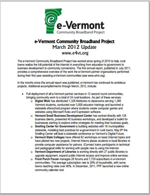 e-Vermont Year Two Update - March 2012