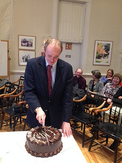 Scott Murphy Cuts Wilmington Wi-Fi Launch Cake