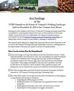 Key Findings on Vermonts Working Landscape