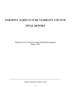 Vermont Agriculture Viability Council Report 2003